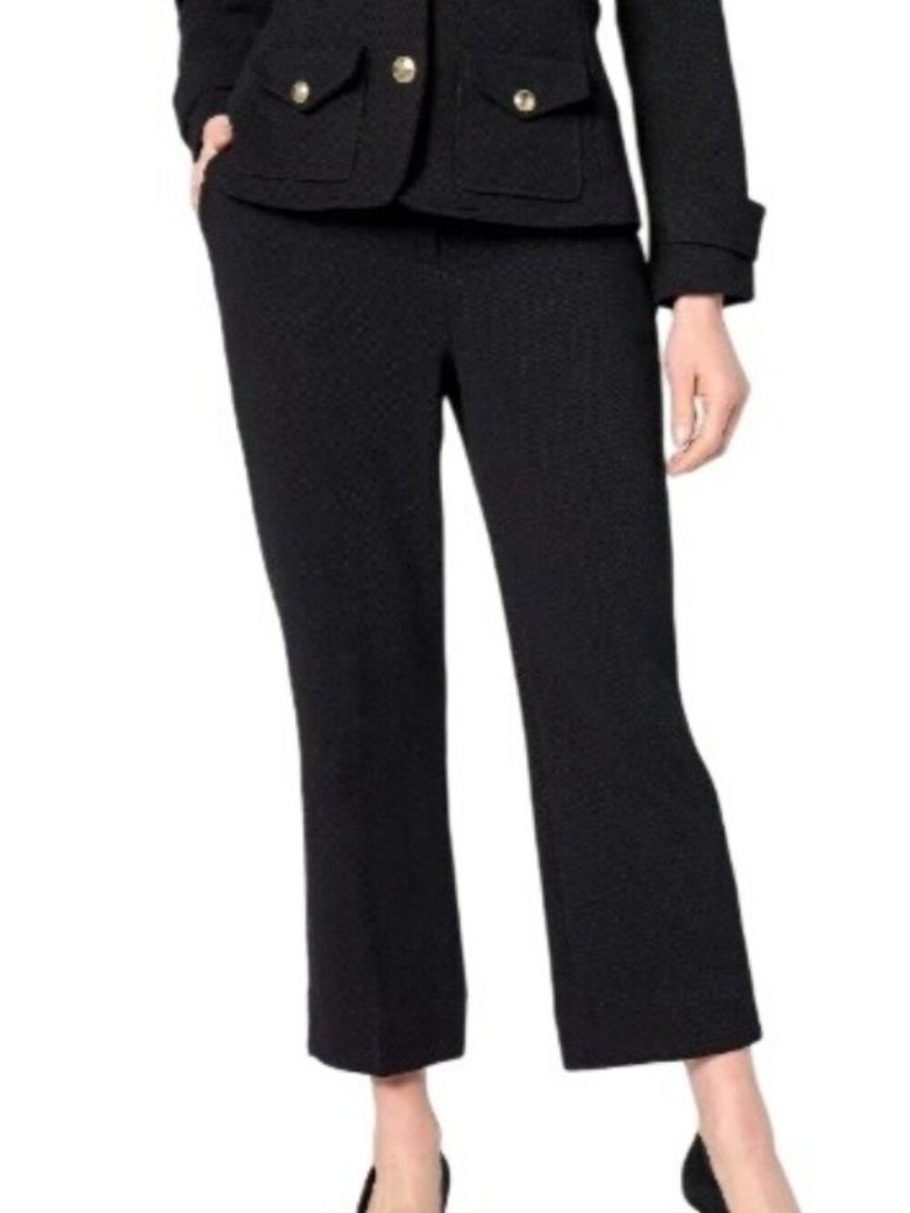 Joan Rivers Women's MP Black Textured Crop Pants